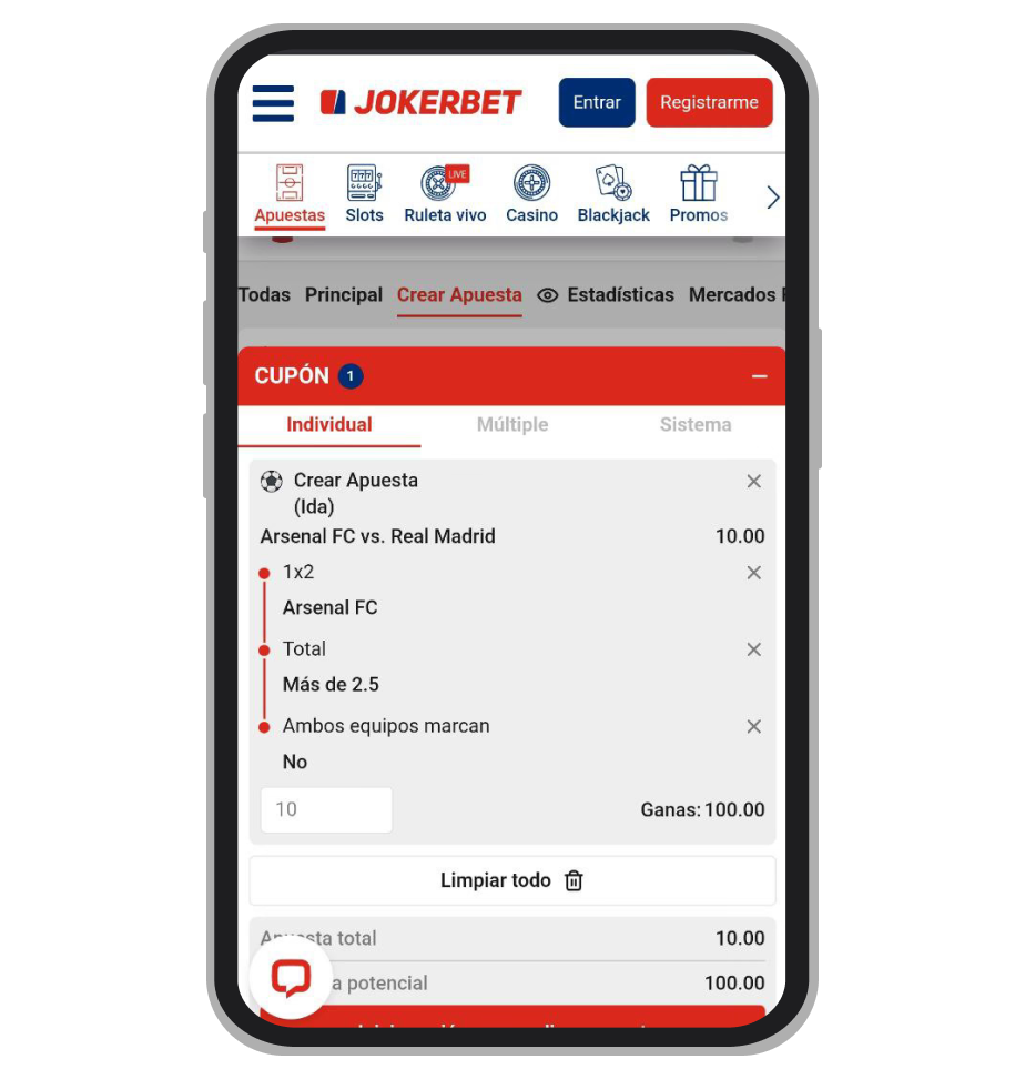 Apuesta personalizada. JOKERBET