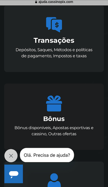 Central de ajuda no CassinoPix app