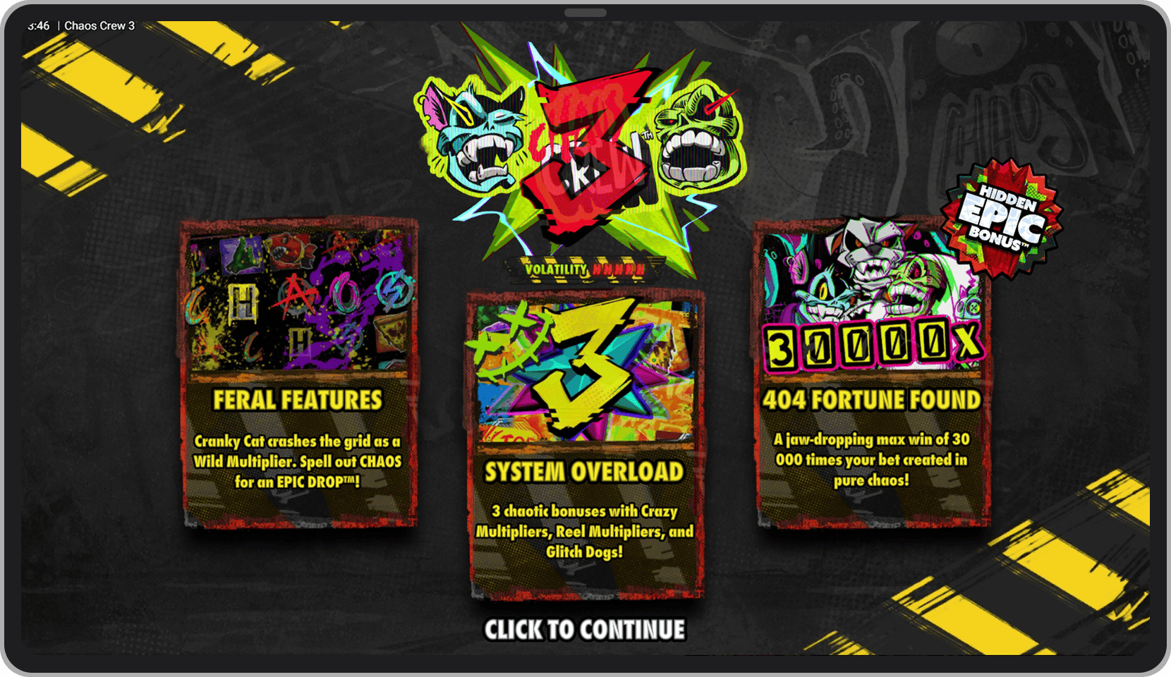 Intro screen