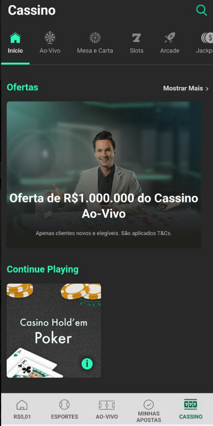 Cassino no app da Bet365l