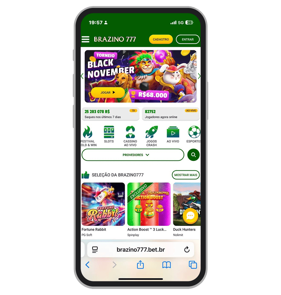 Página inicial da Brazino777