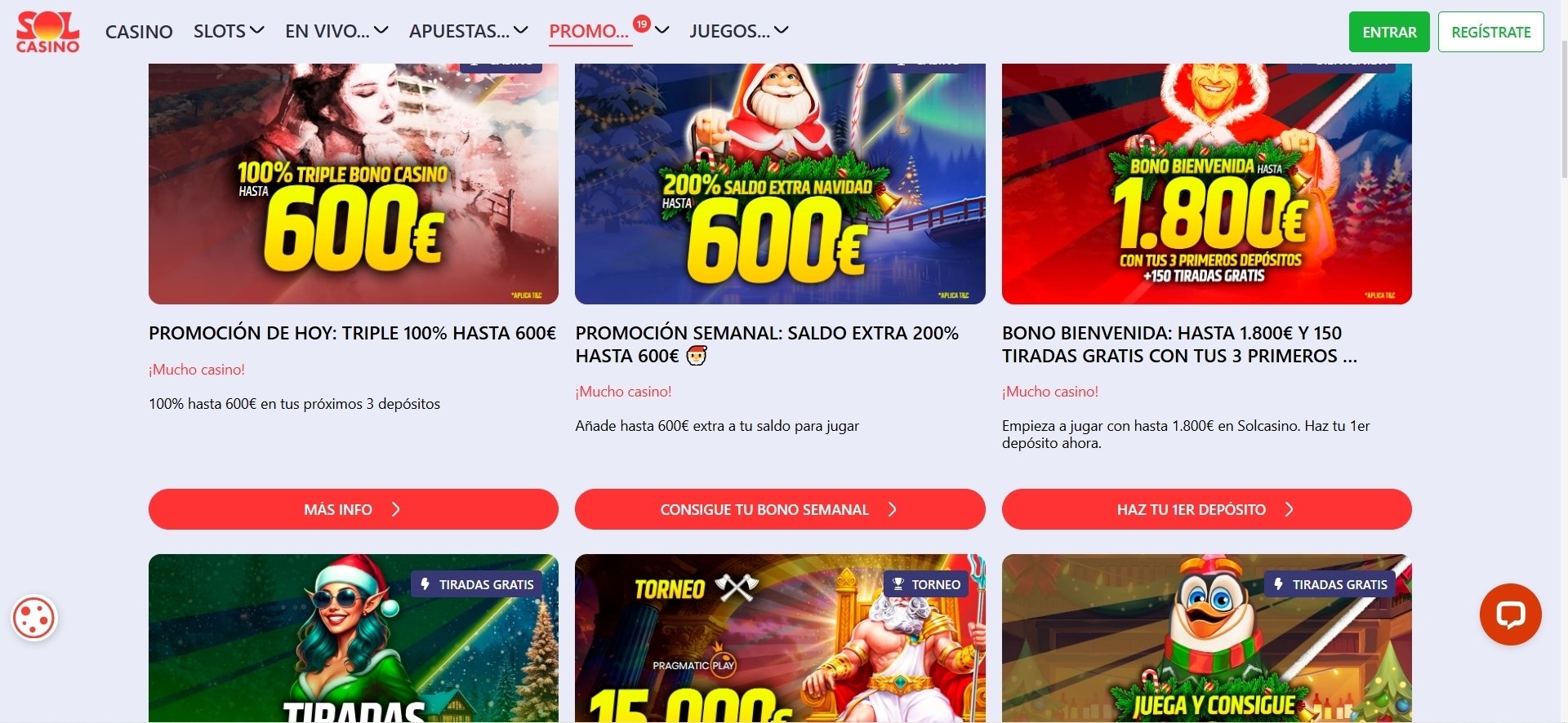 Promociones de Solcasino