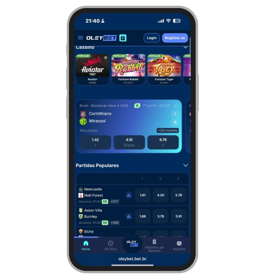 Interface da Oleybet com odds aumentadas e bônus de acumulador ativo