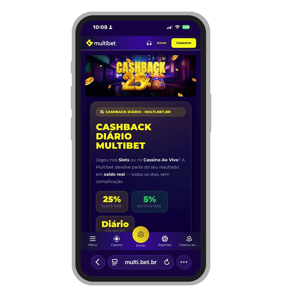 Cashback da Multibet é mais versátil - serve para slots e para cassino ao vivo 