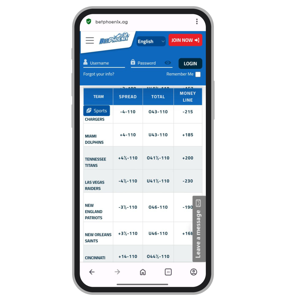 Линия в BetPhoenix