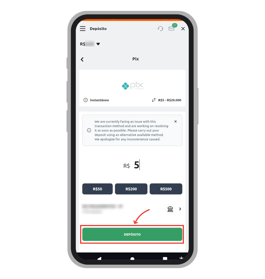 Digite o valor desejado