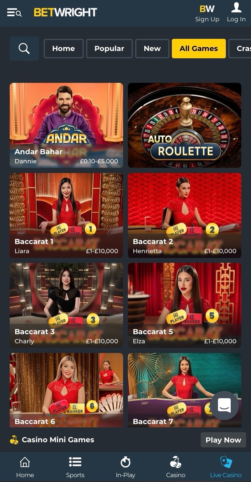 Live Casino (Mobile)