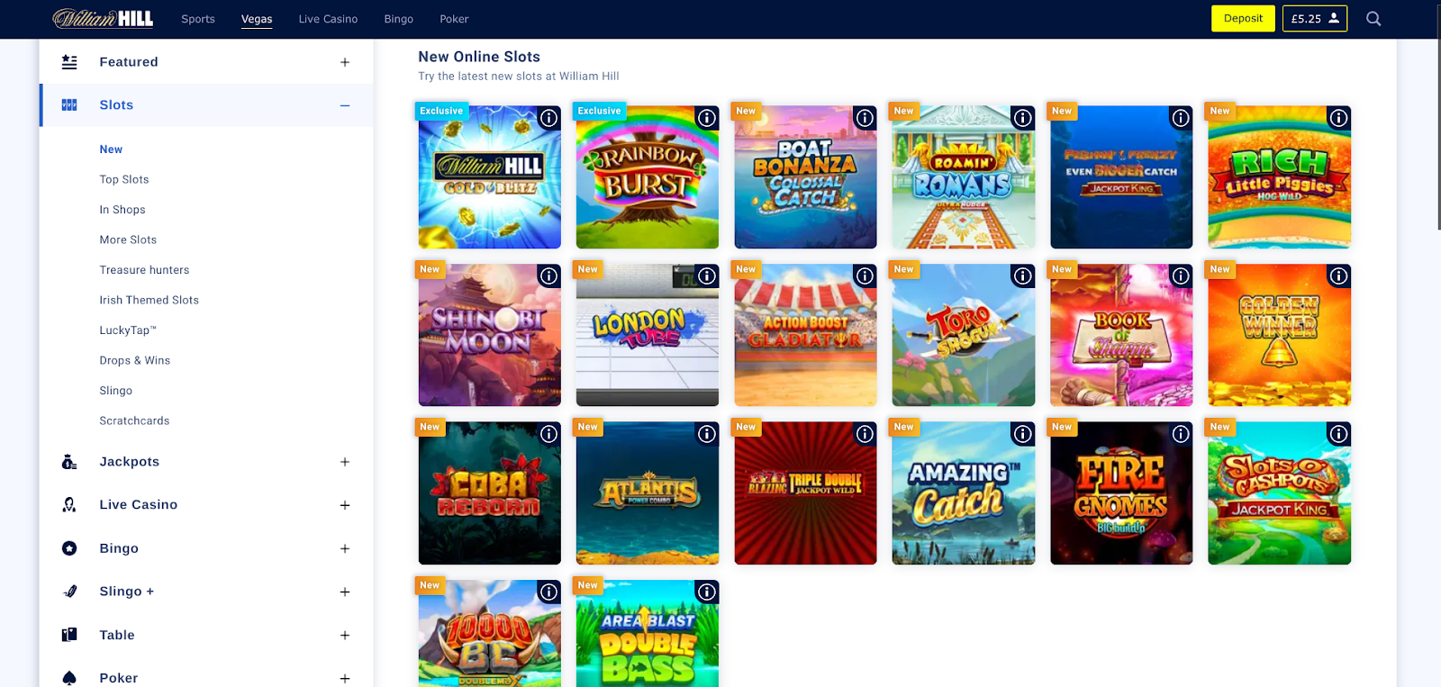 Slots at William Hill Casino