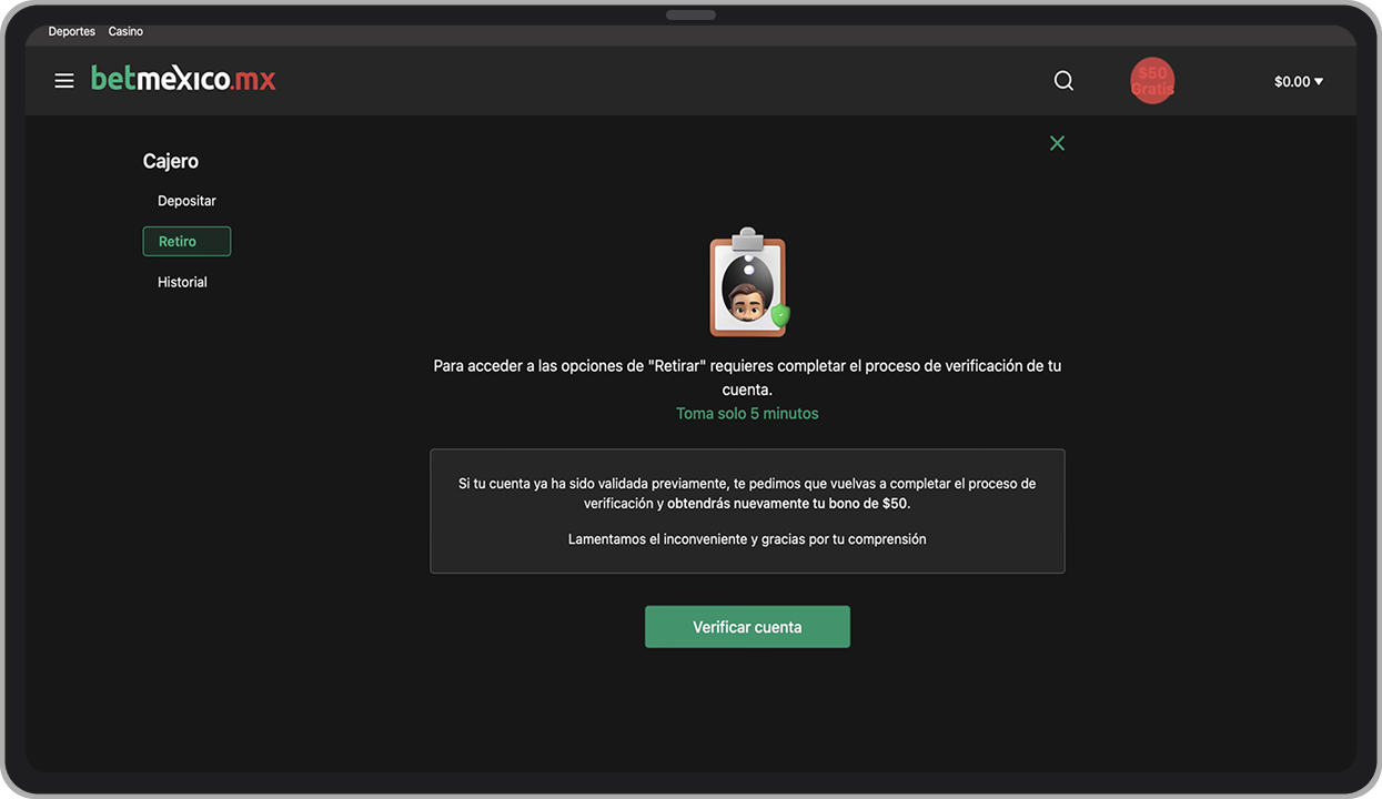 Sección “Retiro”