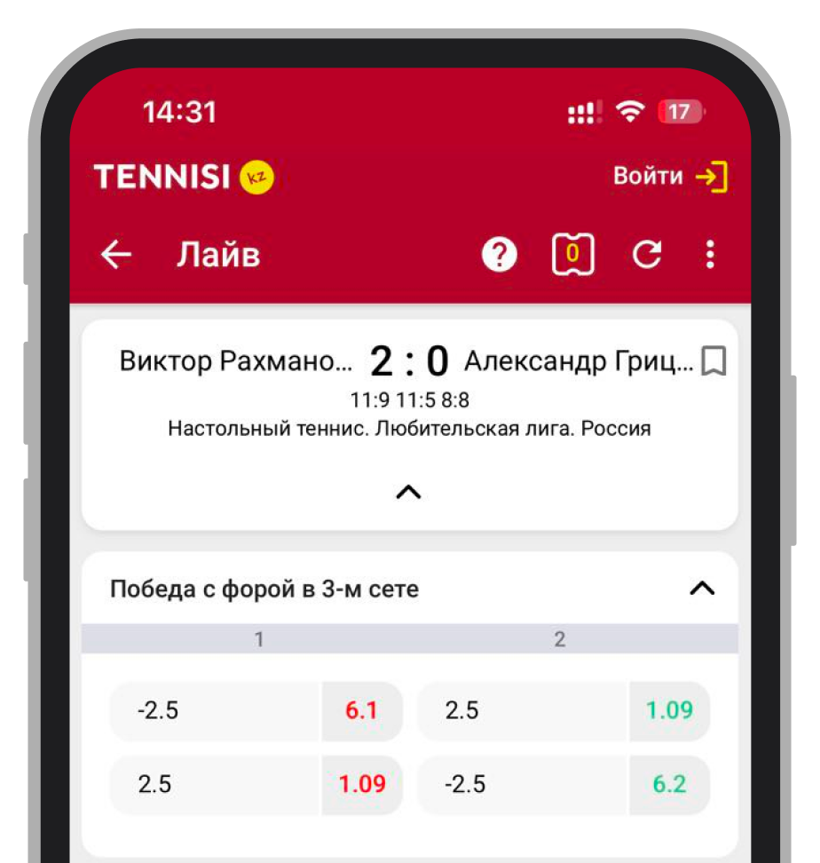 Настольный теннис live ставки: фора в партии