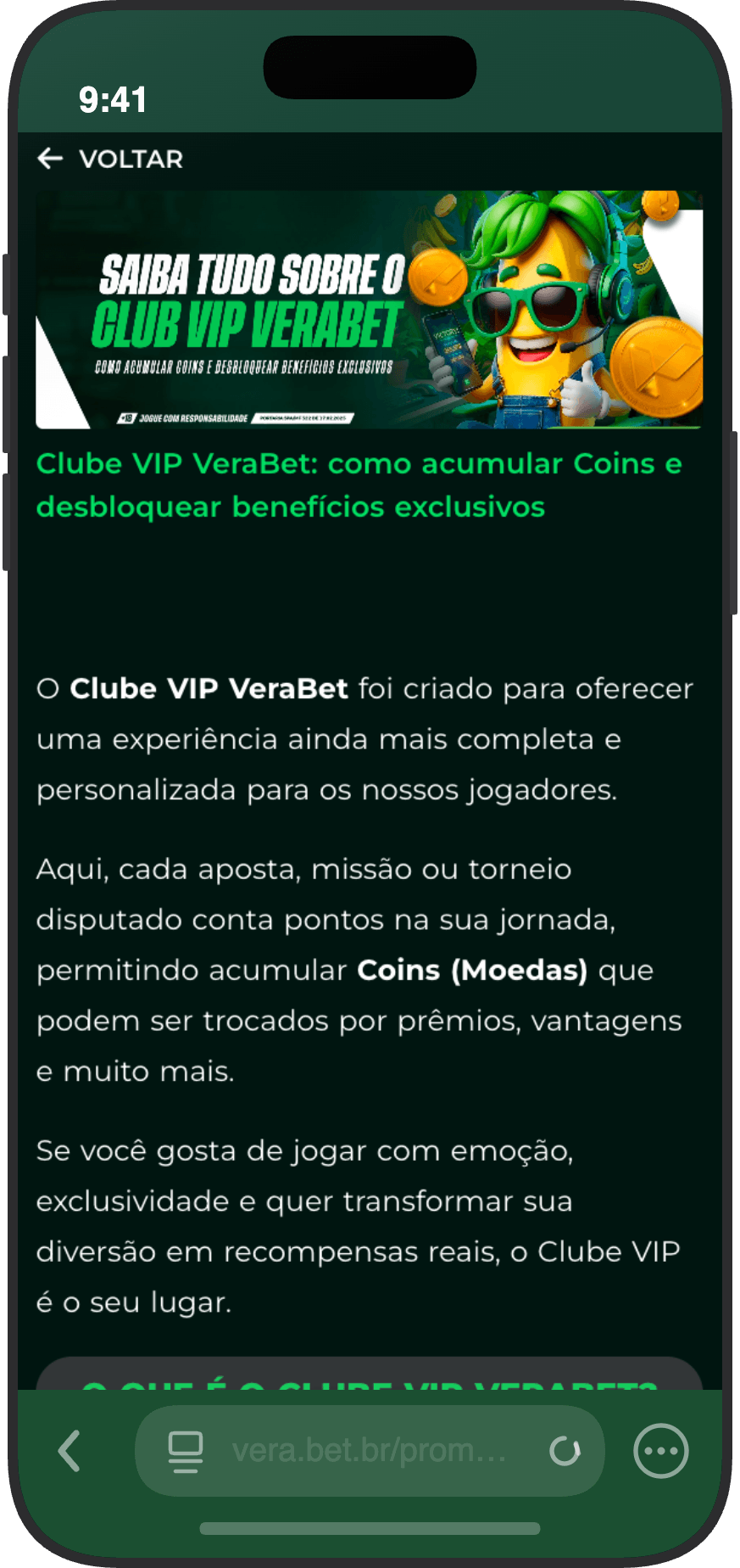 Clube VIP VeraBet com sistema de Coins, missões e torneios para desbloquear recompensas exclusivas 
