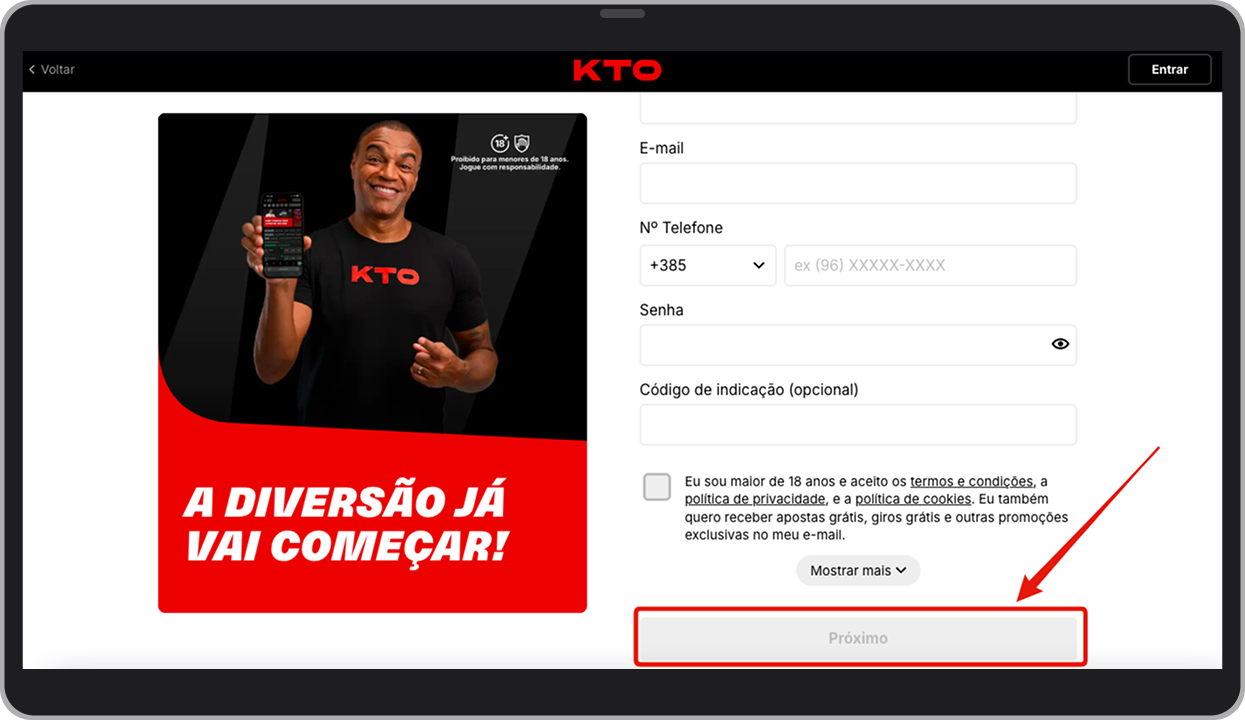 Preencha o formulário de cadastro