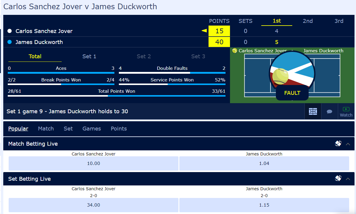 In-play betting at William Hill