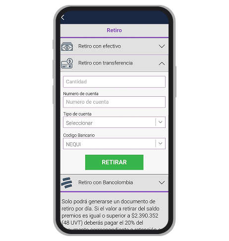 Retirar en Wplay por transferencia Celular