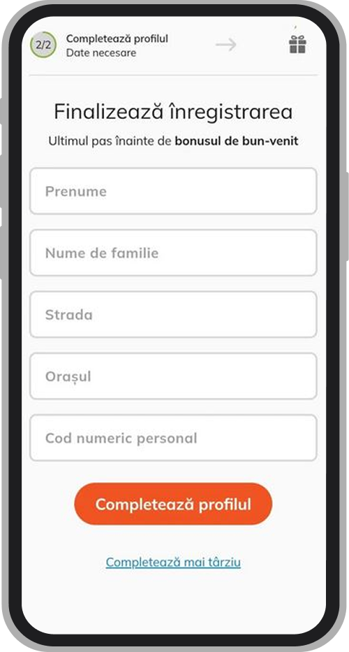 Formular de înregistrare Luck Casino (a doua parte)