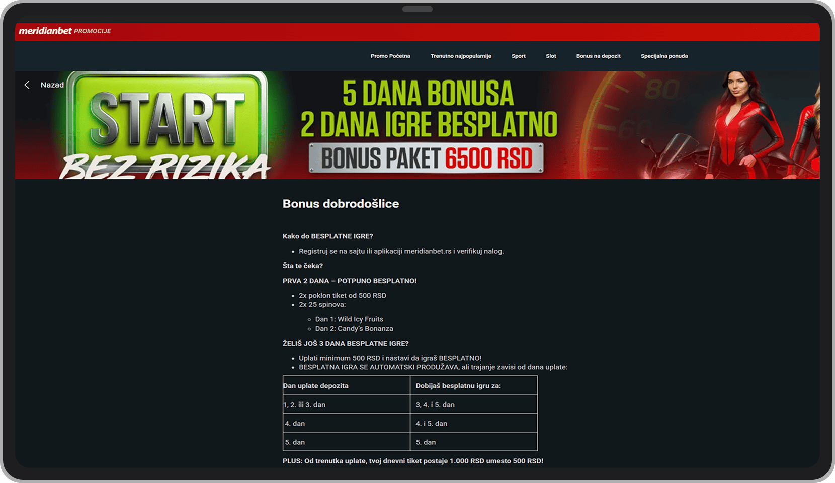 MeridianBet bonus dobrodošlice