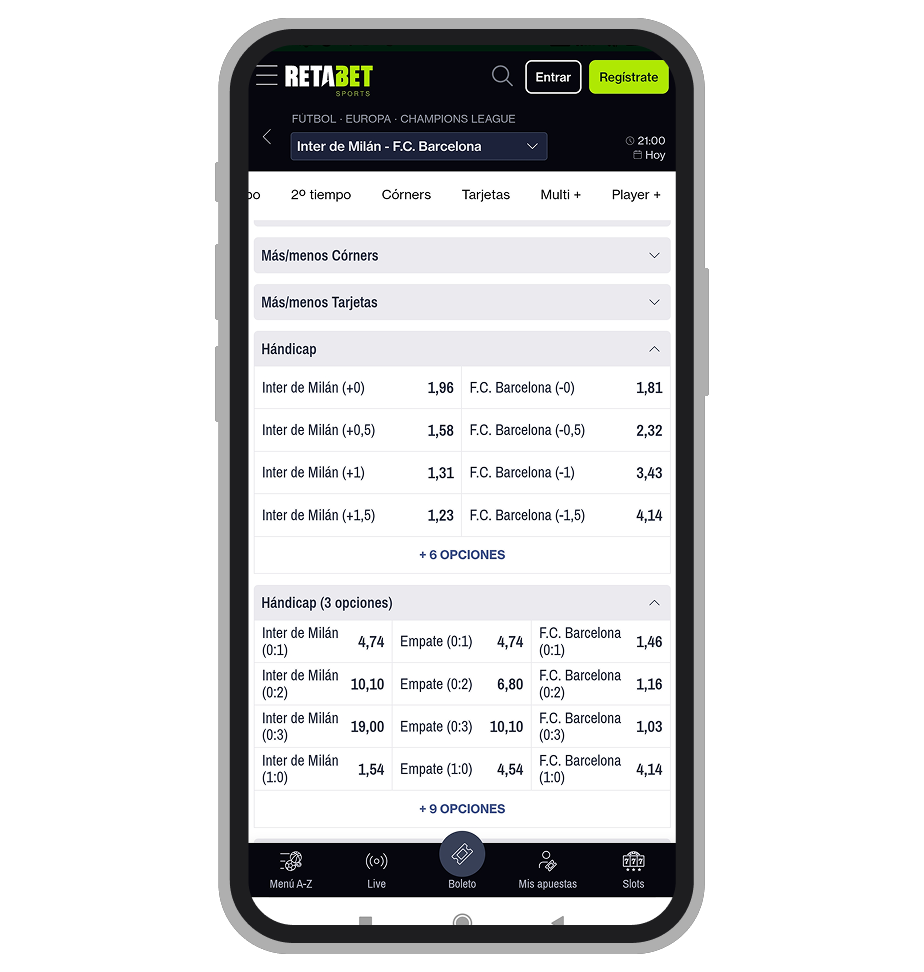 Apuestas con hándicap en la casa de apuestas Retabet