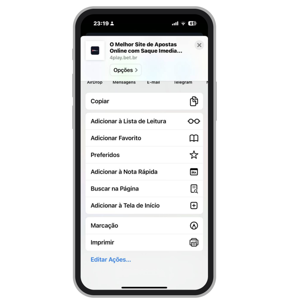 Criação de atalho no iPhone