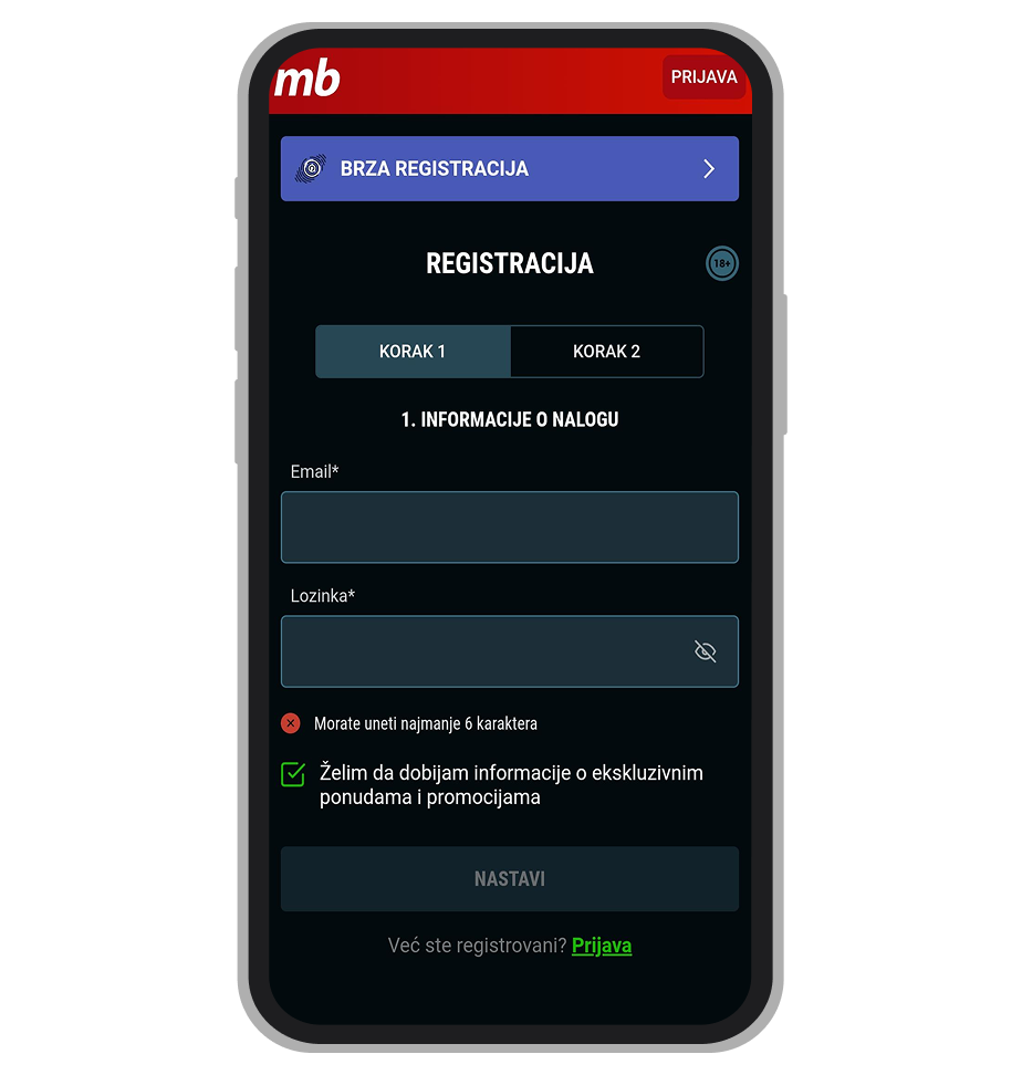 Meridian Bet registracija