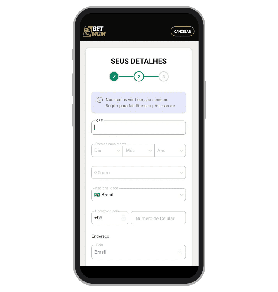 Preencha o formulário de cadastro e clique em “Criar Conta”