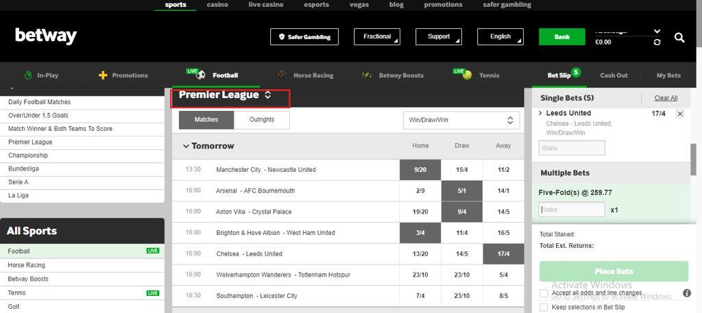 The Premier League to bet on