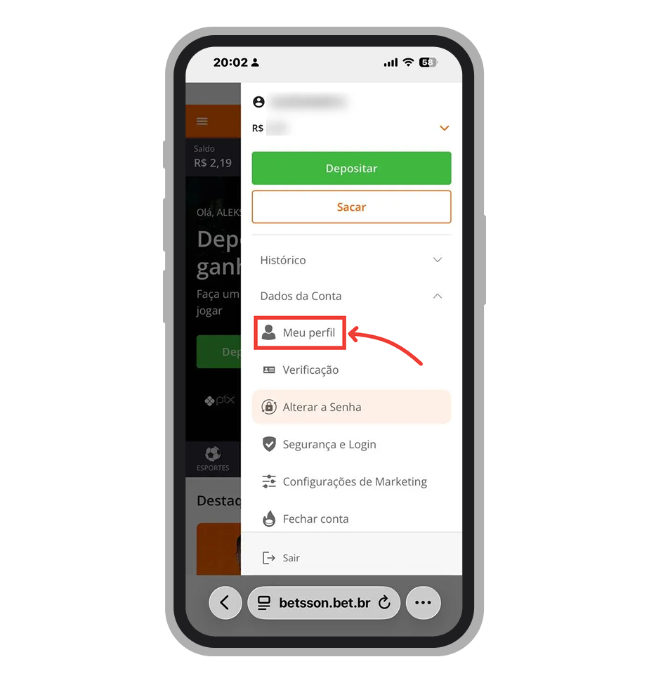 Selecione "Meu perfil"