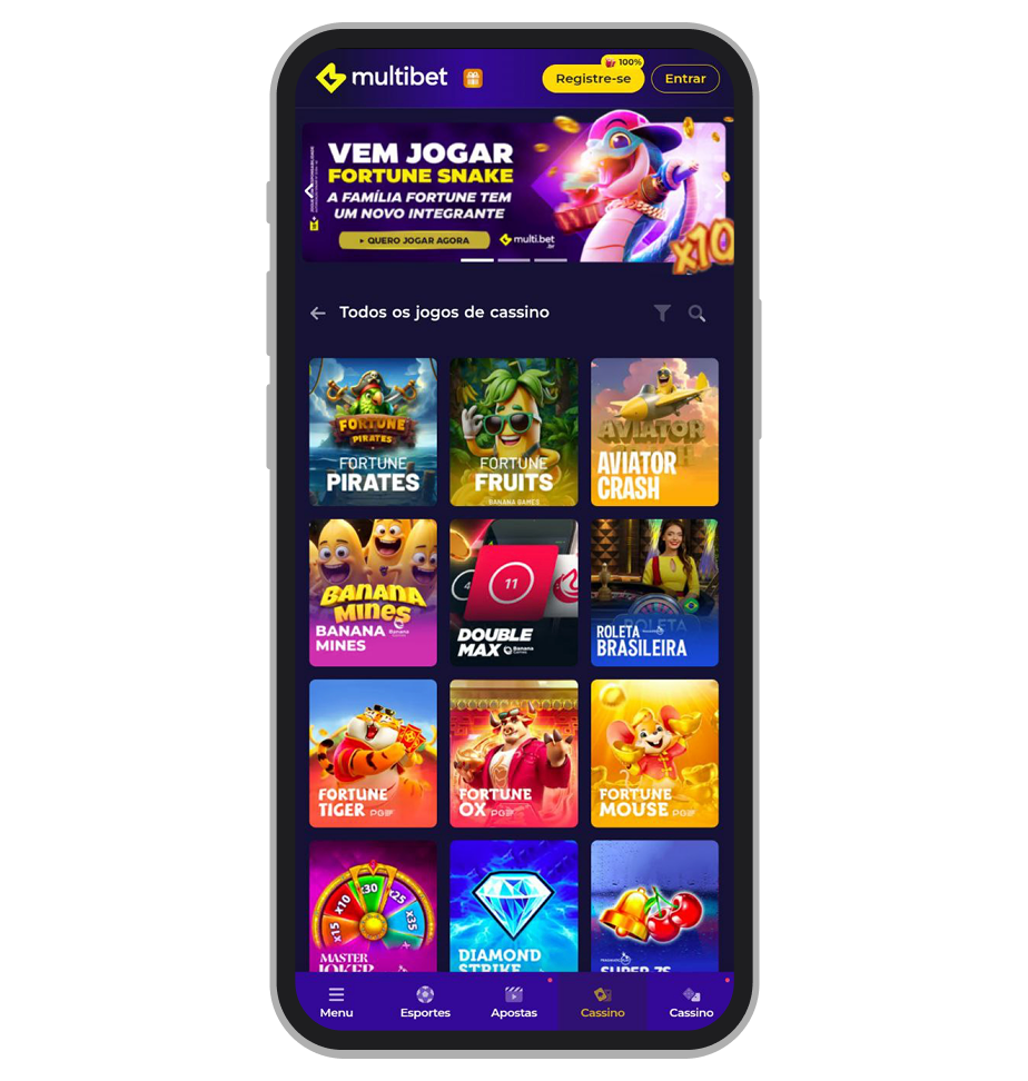 Cassino no Multibet app também está disponível