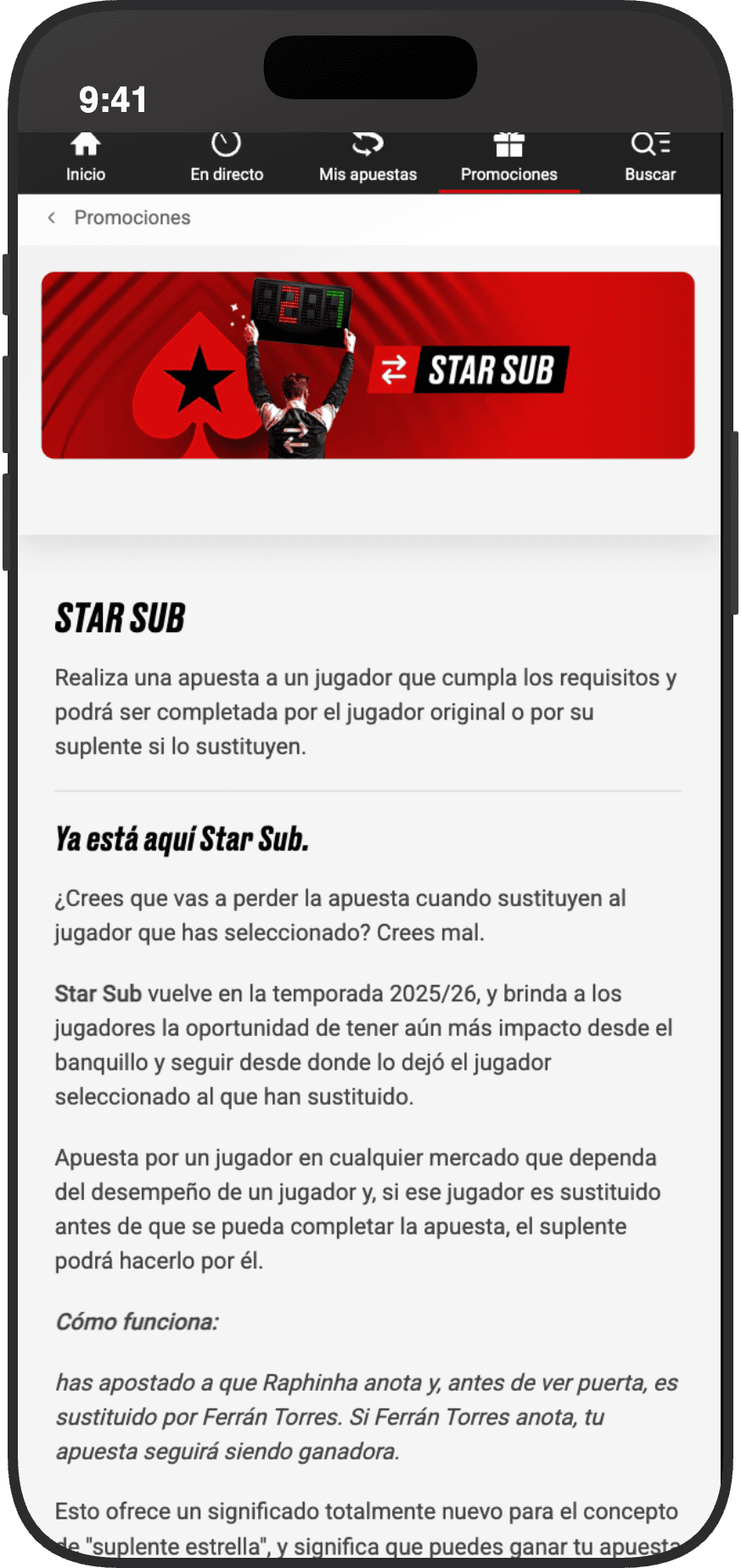 Detalles de la promoción «Star Sub» de Pokerstars: apuesta por un jugador que puede ser completada por el sustituto en caso de cambio