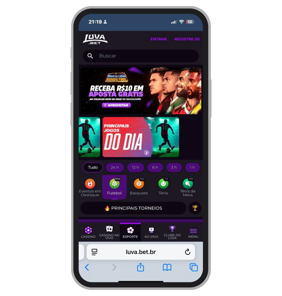 Site móvel da Luva.bet