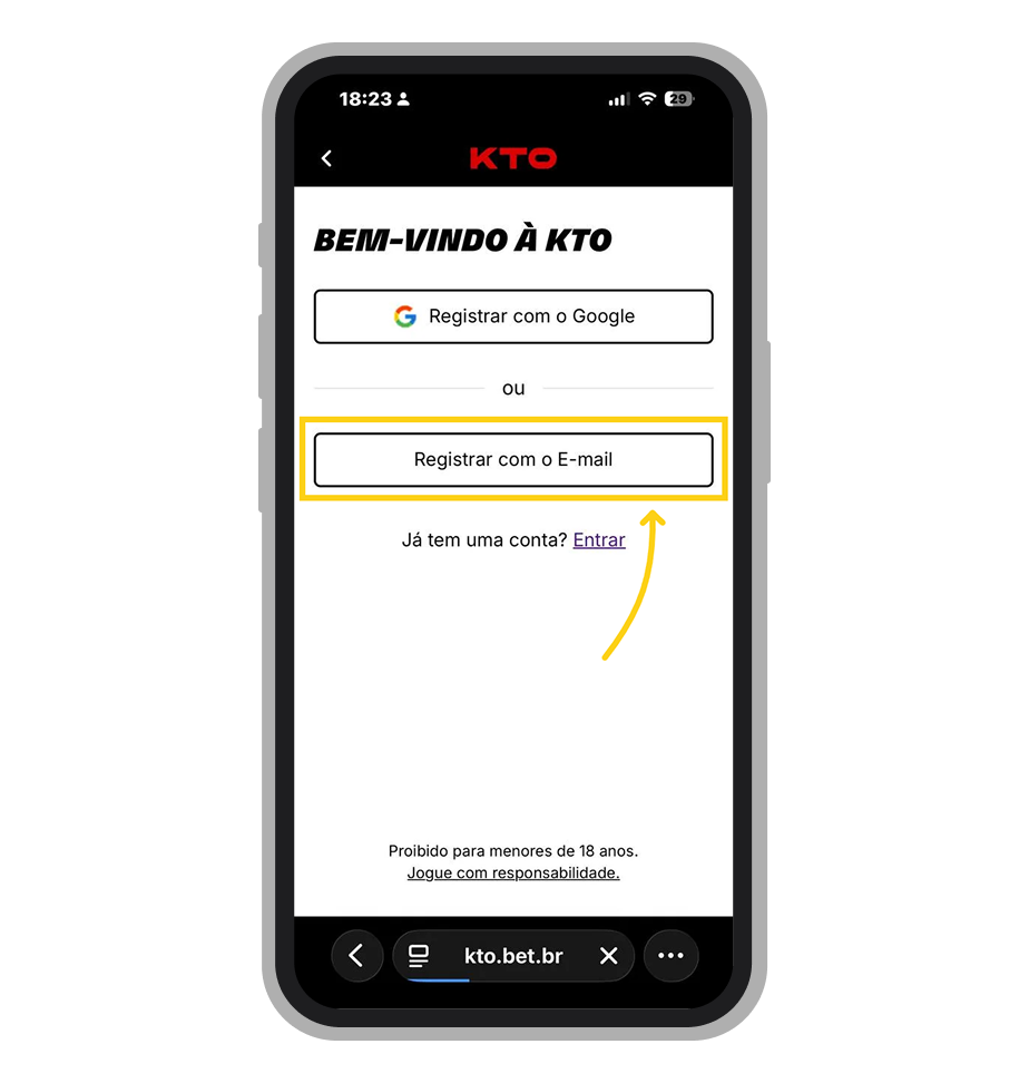 Selecione um dos métodos de cadastro