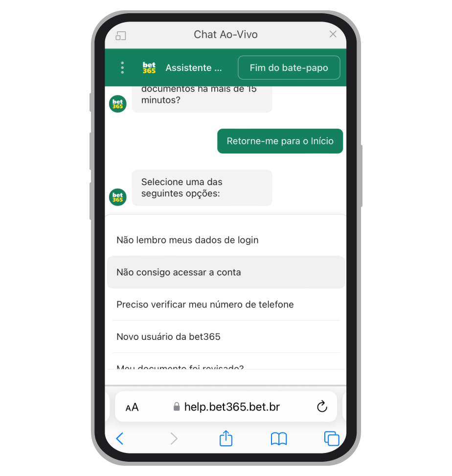 Chat ao vivo da Bet365