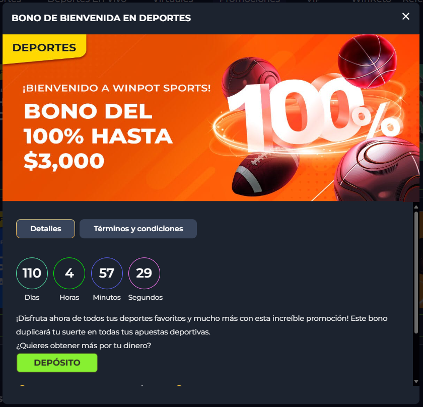 Página del bono 