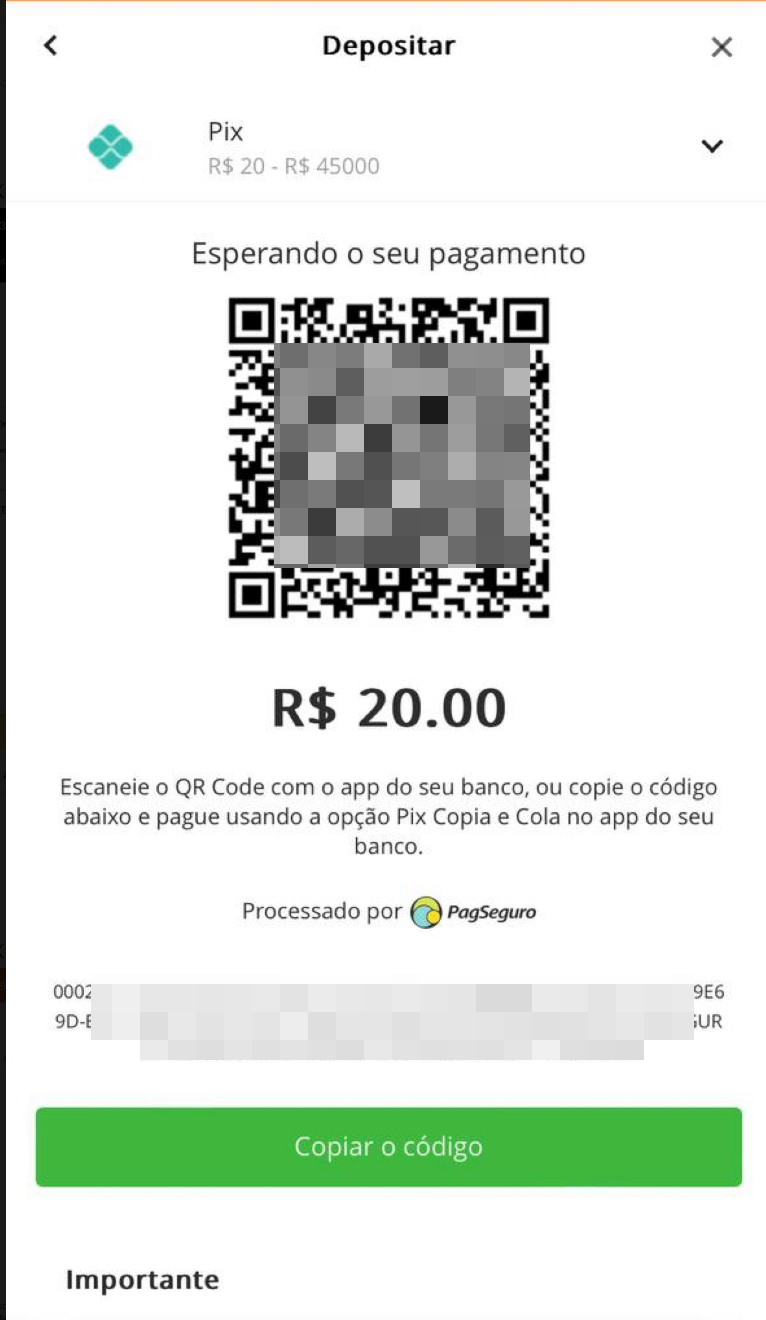 Procede com o pagamento Pix como faz habitualmente no seu app bancário