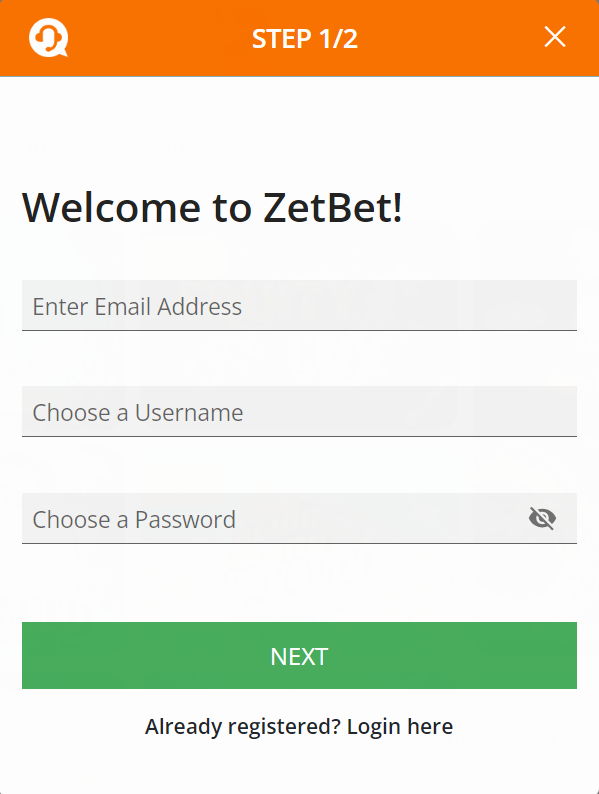 ZetBet Sign-Up