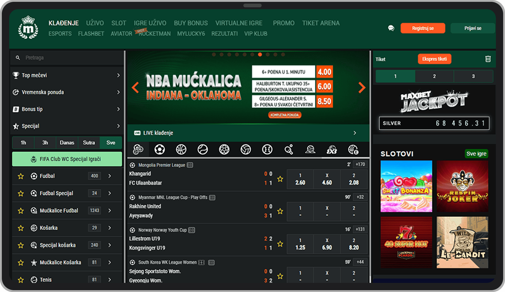 MaxBet web portal