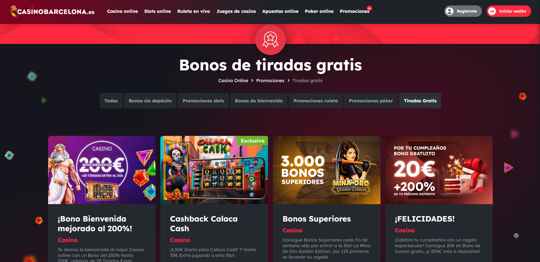 Secciones de promociones para elegir en Casino Barcelona