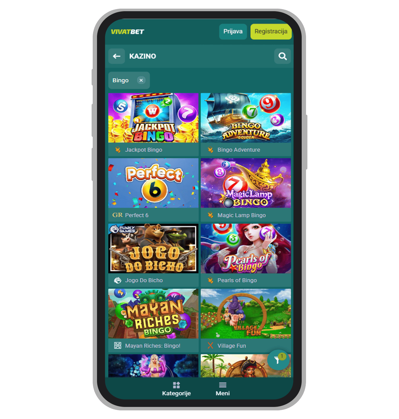 Bingo odeljak na Vivatbet kazinu