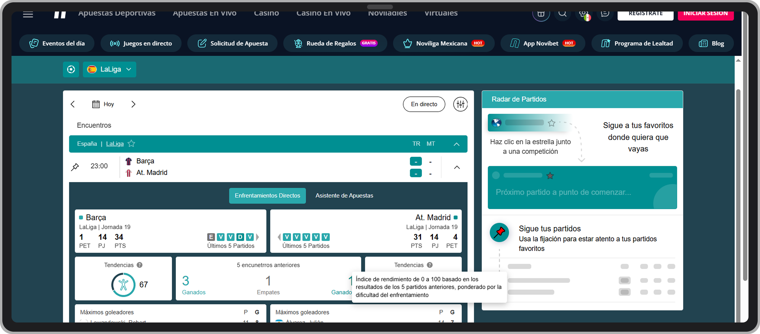 Sección ‘Resultados en directo’