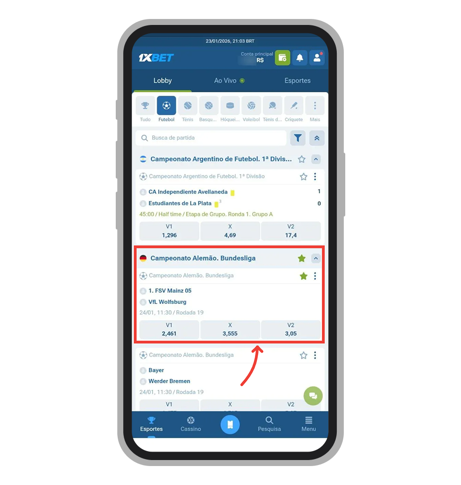 Selecione um dos jogos para apostar