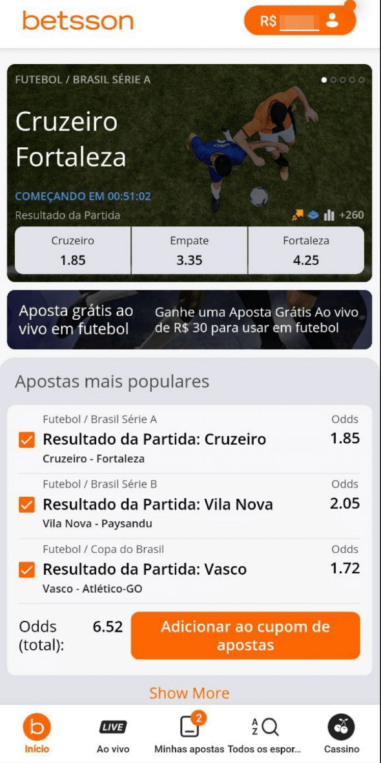 A tela inicial do app
