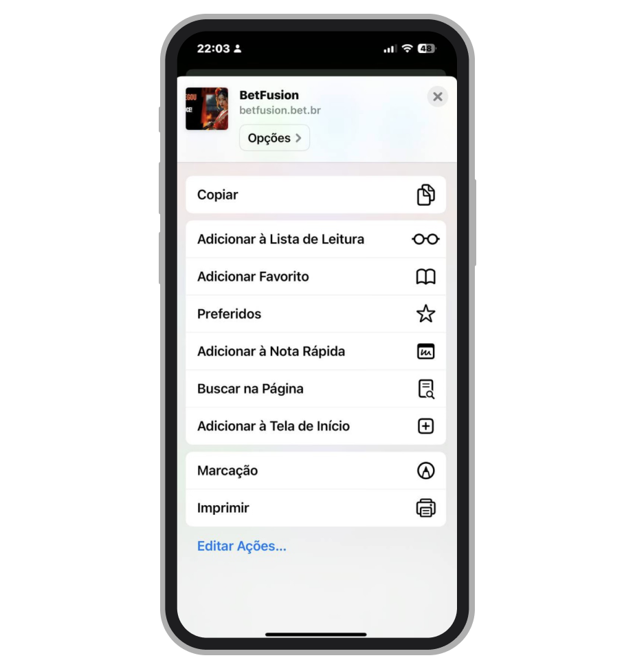 Para facilitar acesso pode criar atalho na tela inicial do seu iPhone