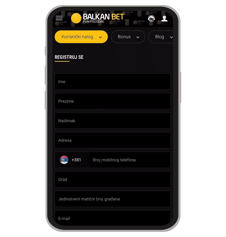Proces registracije na Balkanbet Kazinu