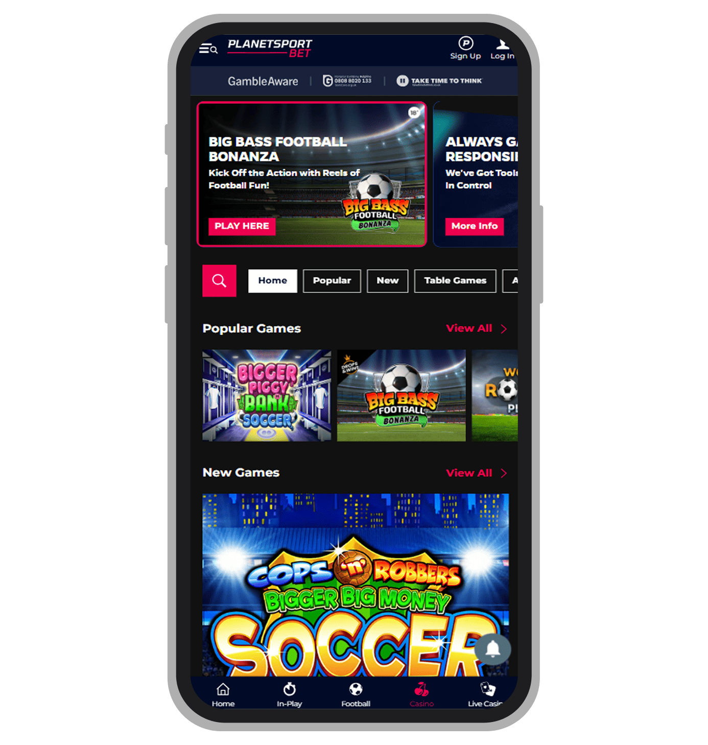 PlanetSportBet Casino Homepage
