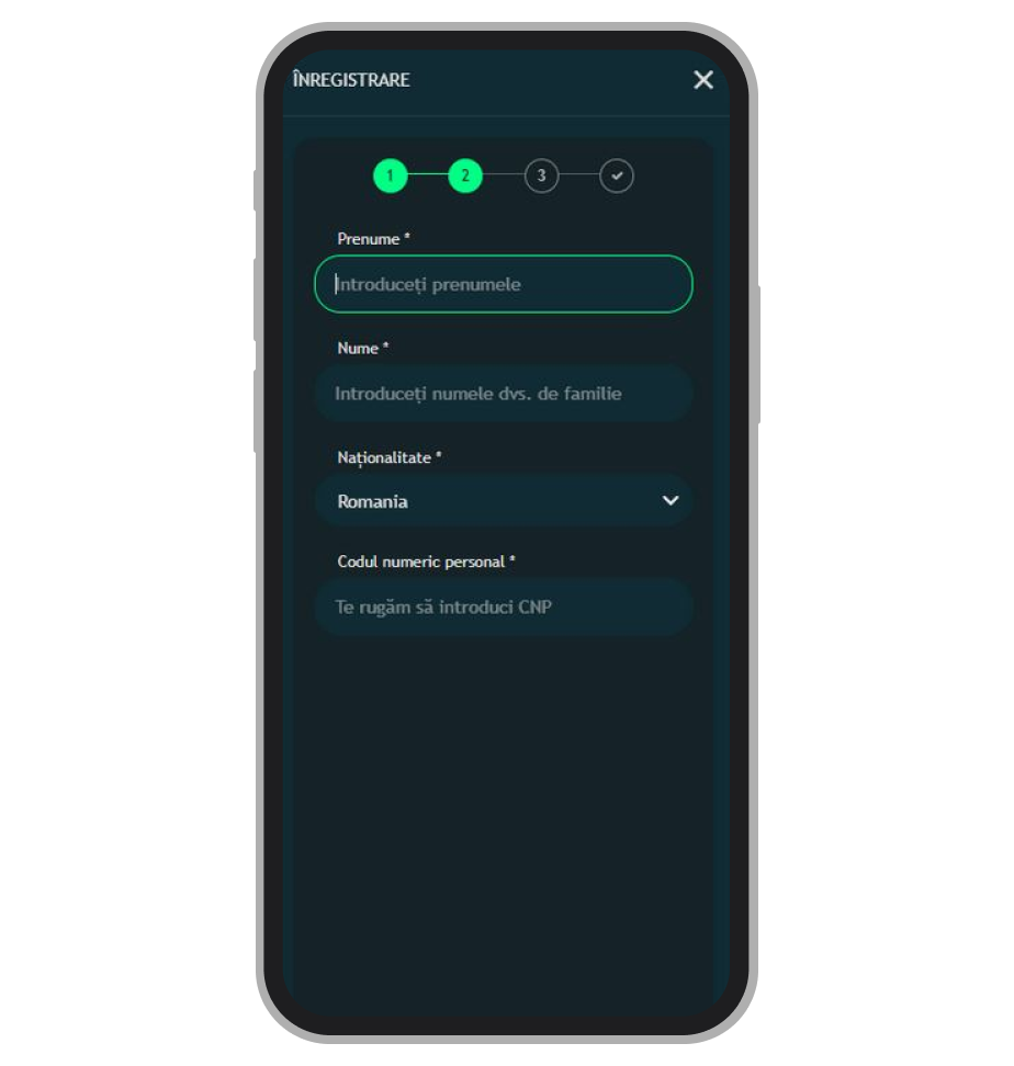 Introducerea datelor personale