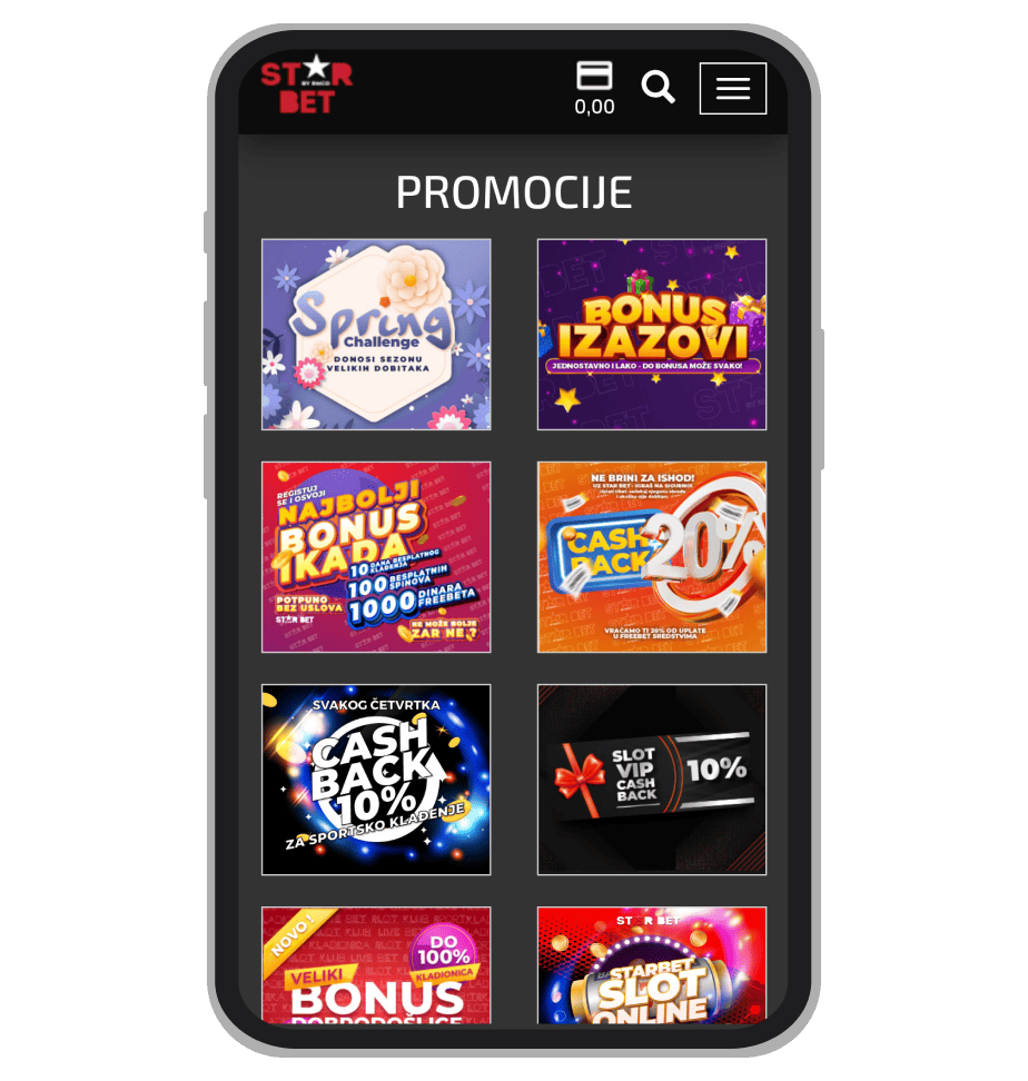Stranica sa promocijama na StarBet