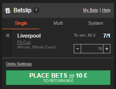 GGBET Betslip placing bet