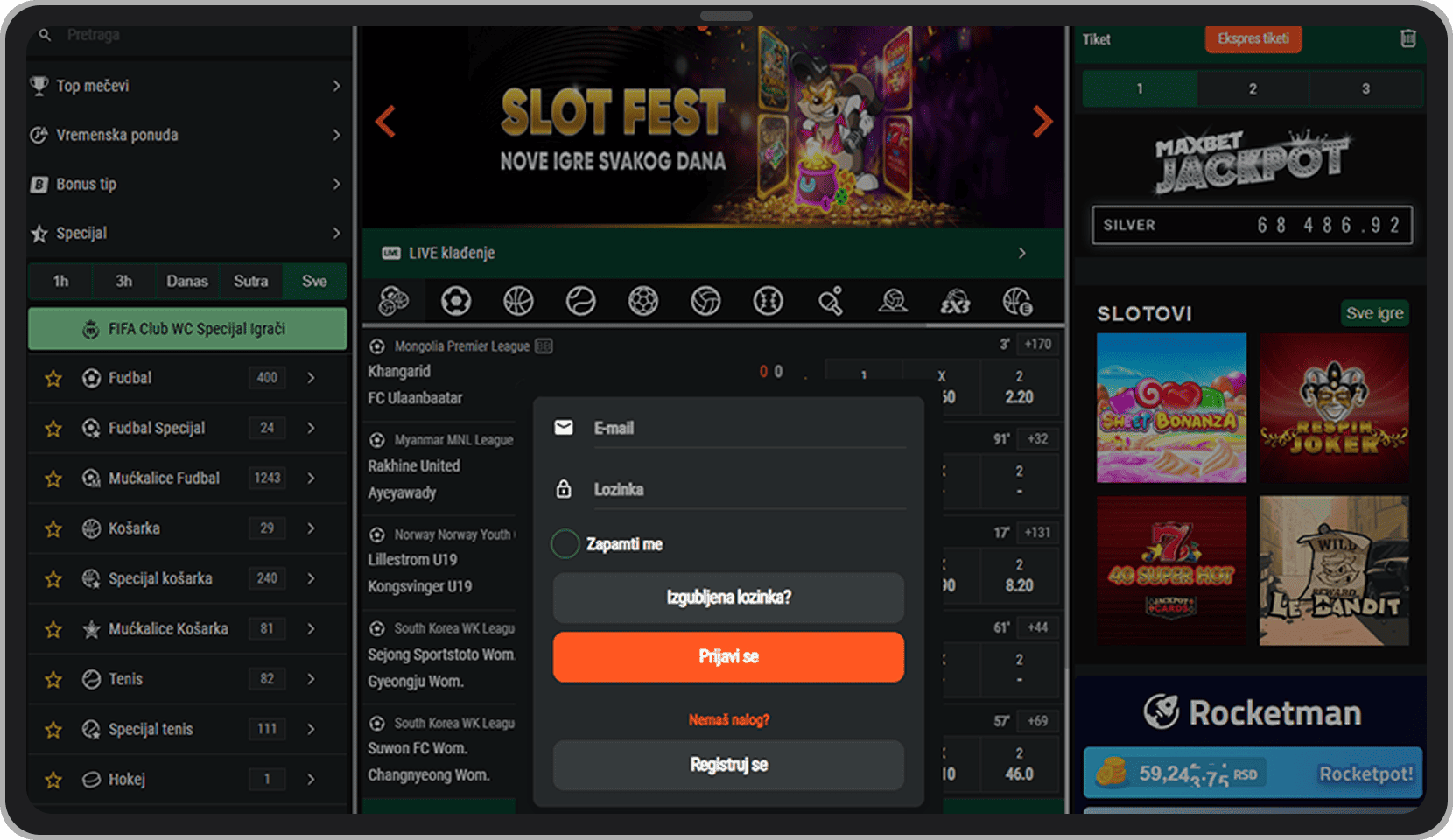 MaxBet prijava naloga