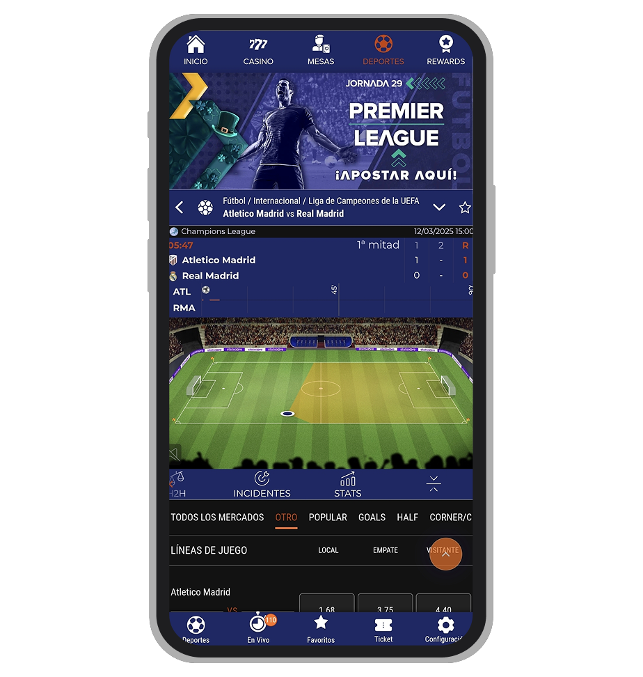 Apuestas en vivo en PlayCity App