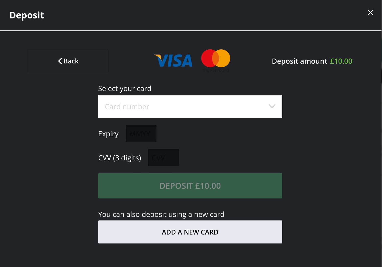 Enter card details