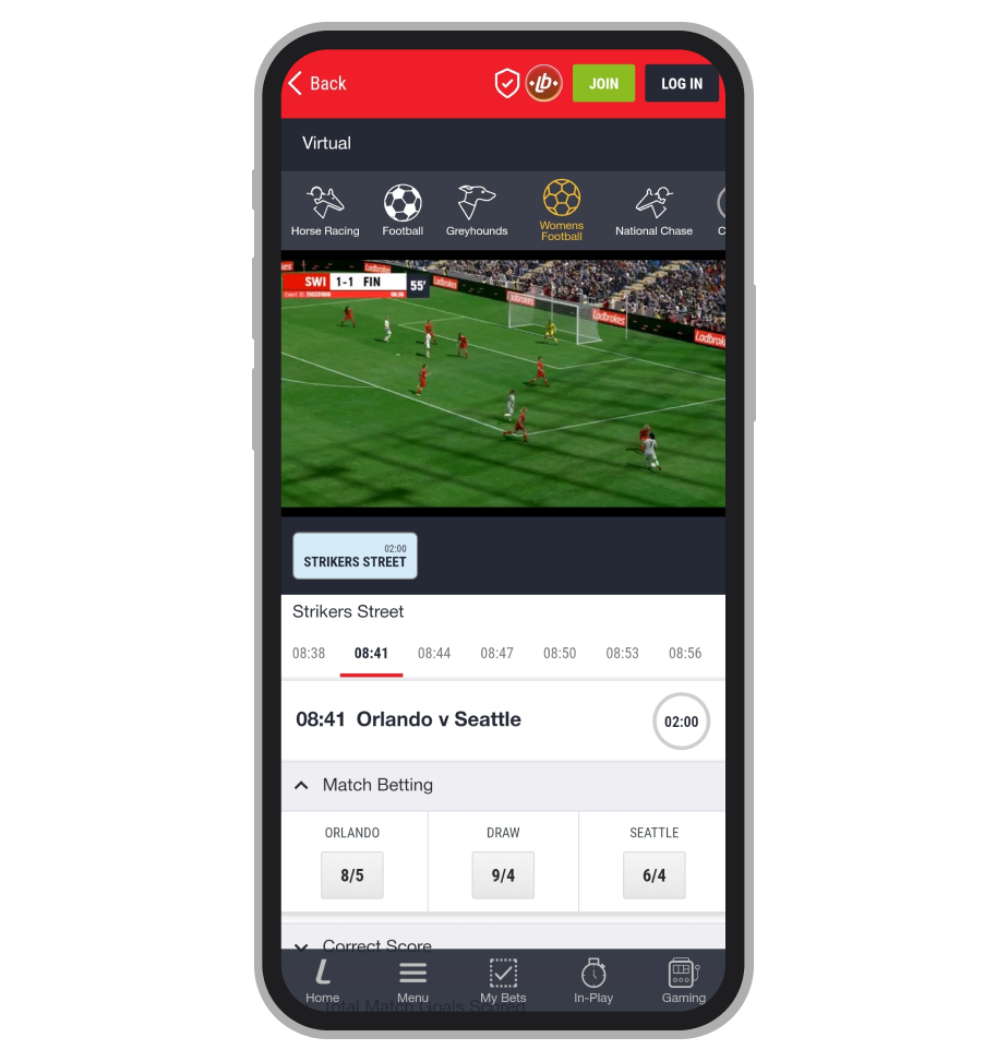 Virtual women's football betting options